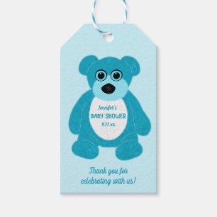 Etiqueta Para Presente Chá de fraldas Personalizado do Urso Azul