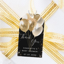 Chá de fraldas preto - balão de ouro - obrigado