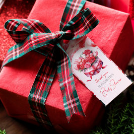 Etiqueta Para Presente Chá de fraldas Red Floral Arch Obrigado