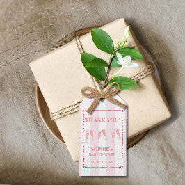 Etiqueta Para Presente Chá de fraldas Retro Vermelho Cor-de-rosa Brunch e