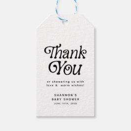 Etiqueta Para Presente Chá de fraldas Retroativo Mínimo Preto e Branco Ob