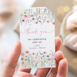 Etiqueta Para Presente Chá de fraldas Rosa de Flores Selvagens