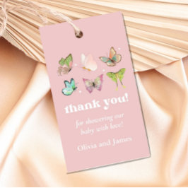 Etiqueta Para Presente Chá de fraldas Rosa Púrpura da Borboleta