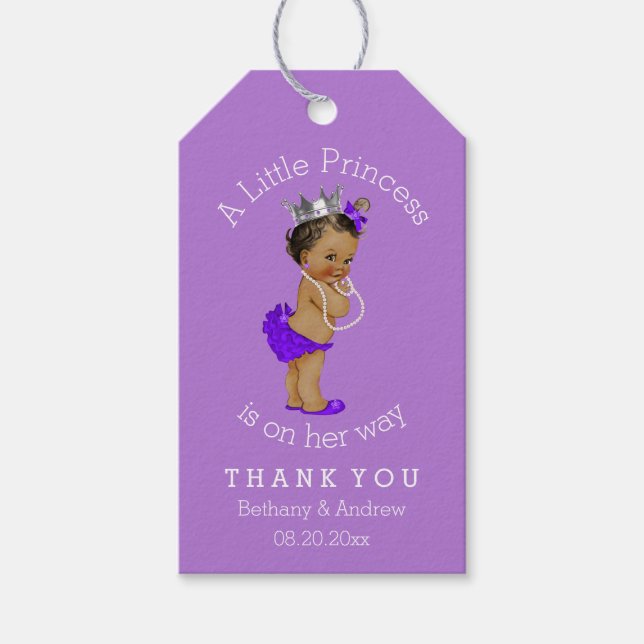 Etiqueta Para Presente Chá de fraldas Roxo da Princesa Étnica Personaliza (Frente)