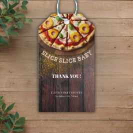 Etiqueta Para Presente Chá de fraldas Rustic Slice Pizza Slice