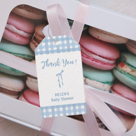 Etiqueta Para Presente Chá de fraldas simples xadrez arco azul