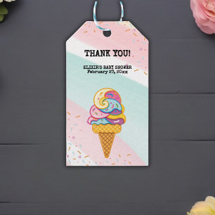 Etiqueta Para Presente Chá de fraldas Sprinkles de Sorvete colorido