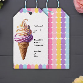 Etiqueta Para Presente Chá de fraldas Sundae Sorvete Colorido de Pastel