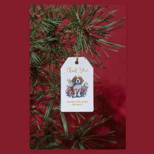 Etiqueta Para Presente Chá de fraldas Terracotta de Cães Modernos