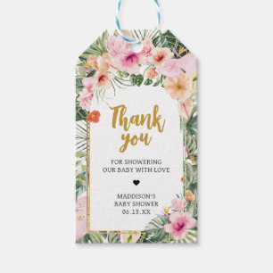Etiqueta Para Presente Chá de fraldas Tropical Floral Aloha Favorece Etiq