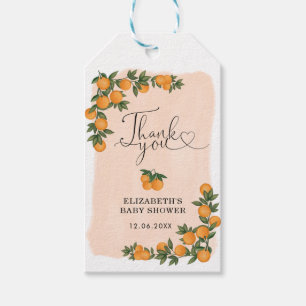 Etiqueta Para Presente Chá de fraldas Verde de Citrus Orange Summer