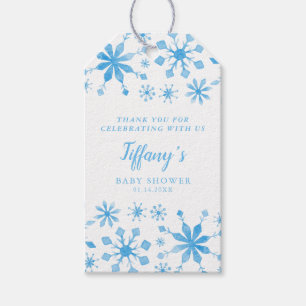 Etiqueta Para Presente Chá de fraldas Whimsical Blue Winter Wonderland