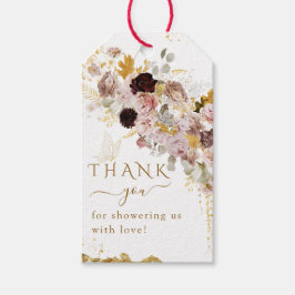 Etiqueta Para Presente Chá de Menina Dourada Elegante de Queda de Flor Se