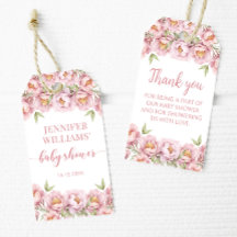 Chá de menina floral rosa, obrigado de presente