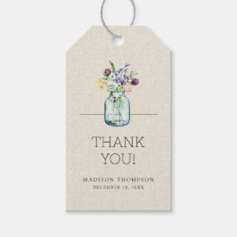 Etiqueta Para Presente Chá de Noiva Boho com Flores Silvestres em Aquarel