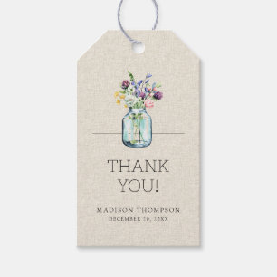Etiqueta Para Presente Chá de Noiva Boho de Flores Silvestres em Aquarela
