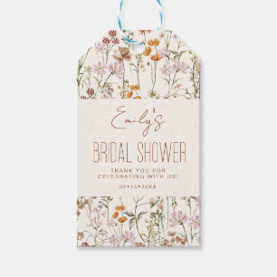 Etiqueta Para Presente Chá de Noiva Boho de Flores Silvestres Obrigada Em
