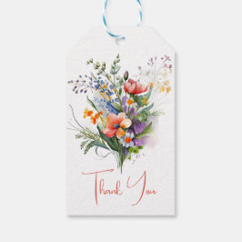 Etiqueta Para Presente Chá de Noiva com Flores Silvestres Coral e Roxo