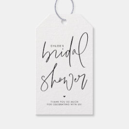 Etiqueta Para Presente Chá de Noiva com Letra Manual Minimalista Preta