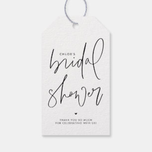 Etiqueta Para Presente Chá de Noiva com Letra Manual Minimalista Preta