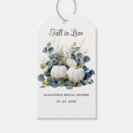 Etiqueta Para Presente Chá de noiva de abóboras brancas e eucalipto