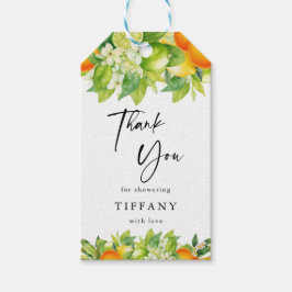 Etiqueta Para Presente Chá de Noiva de Laranja e Limão Cítrico do Verão M