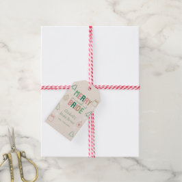 Etiqueta Para Presente Chá de Noiva de Natal Alegre & Noiva