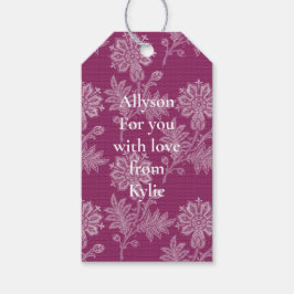 Etiqueta Para Presente Chá de Noiva de Renda Floral Burgundy