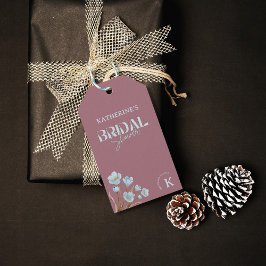 Etiqueta Para Presente Chá de Noiva Elegante Vintage Água-Floral Azul