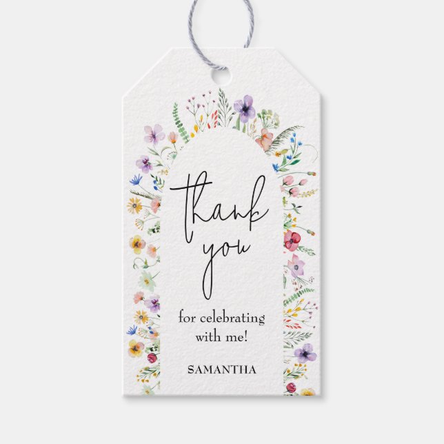 Etiqueta Para Presente Chá de Noiva Flor Silvestre Delicada (Frente)