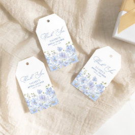 Etiqueta Para Presente Chá de Noiva Floral Azul Poeira