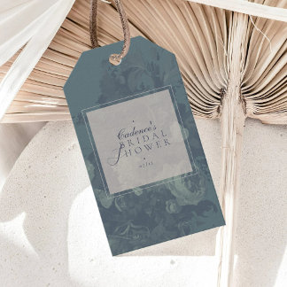 Etiqueta Para Presente Chá de Noiva Floral Azul Turquesa Rústico Elegante