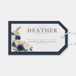 Etiqueta Para Presente Chá de Noiva Floral Rosa Bege Azul Marinho Sem Cap