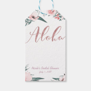 Etiqueta Para Presente Chá de Noiva Floral Tropical Cor-de-Rosa Aloha de 