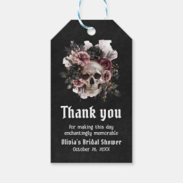 Etiqueta Para Presente Chá de Noiva Gótico Floral Preto de Halloween Crân