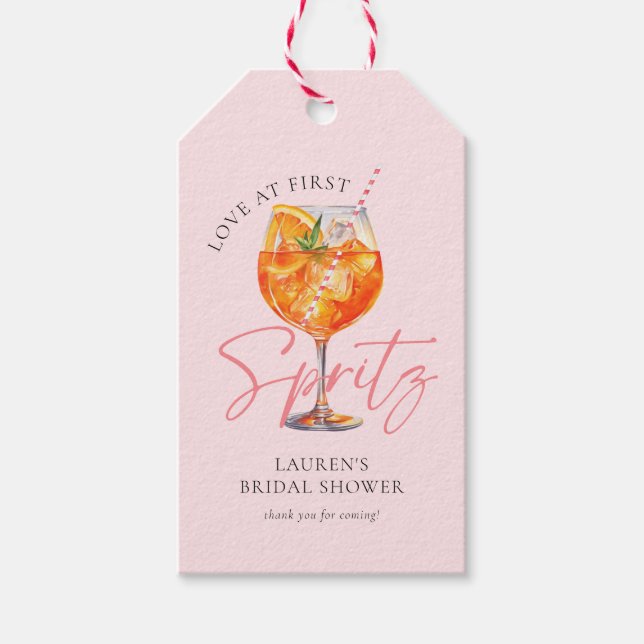 Etiqueta Para Presente Chá de Noiva Moderno Pink Aperol Spritz (Frente)
