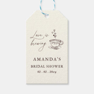 Etiqueta Para Presente Chá de Noiva Simple Love is Brewing Coffee