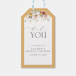 Etiqueta Para Presente Chá de panela Amarelo Elegante de Flor Selvagem Pe