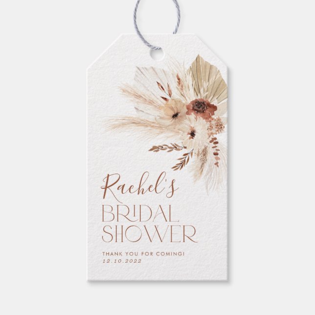 Etiqueta Para Presente Chá de panela Boho Floral Gift Tags para Favores (Frente)