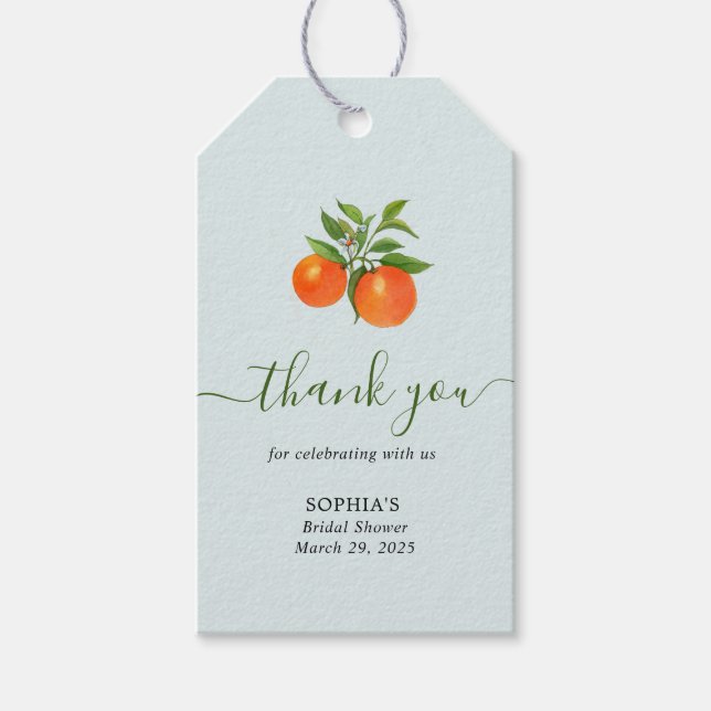 Etiqueta Para Presente Chá de panela Citrus Orange Obrigado (Frente)
