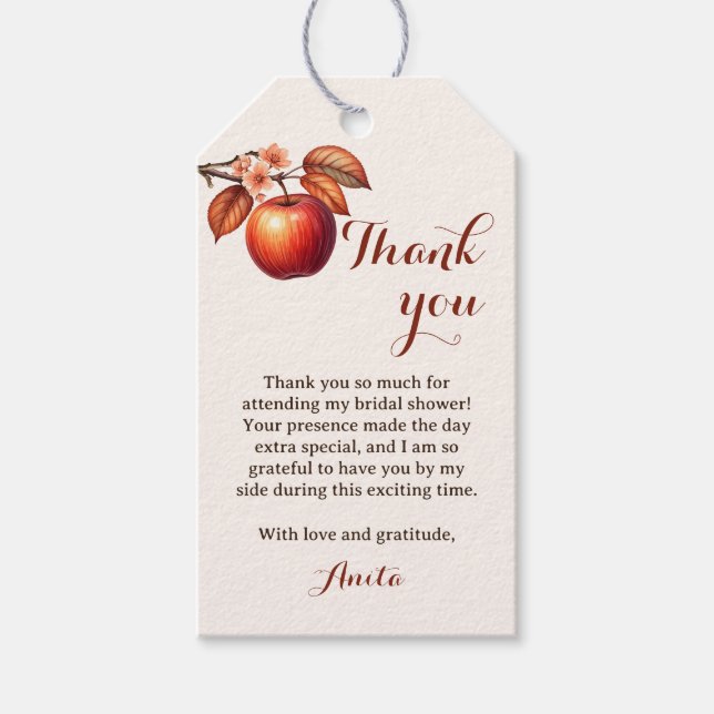 Etiqueta Para Presente Chá de panela Da Apple Queda Obrigado (Frente)