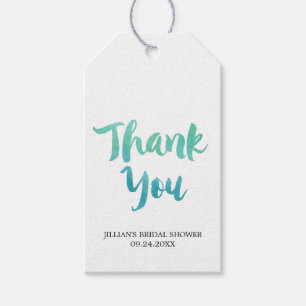 Etiqueta Para Presente Chá de panela De Caligrafia Aquática Obrigado