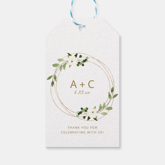 Etiqueta Para Presente Chá de panela De Casamento Obrigado Greenery (Verso)