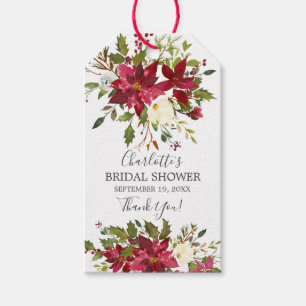 Etiqueta Para Presente Chá de panela de Holly de Poinsettia Vermelha de