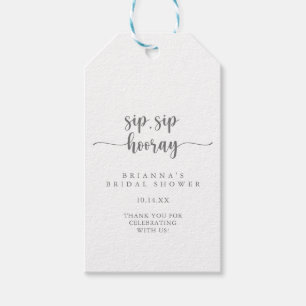 Etiqueta Para Presente Chá de panela de Hooray Sip Silver Sip Sip Sip Si