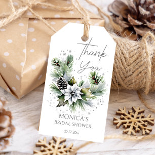 Etiqueta Para Presente Chá de panela de inverno de poinsettia branca