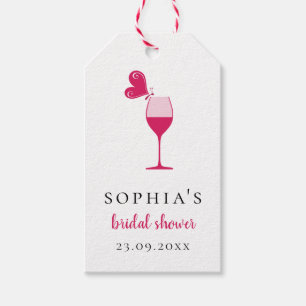Etiqueta Para Presente Chá de panela de Provando de vinho Rosa da borbol