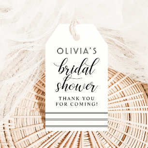 Etiqueta Para Presente Chá de panela de Script Branco e Preto Moderno