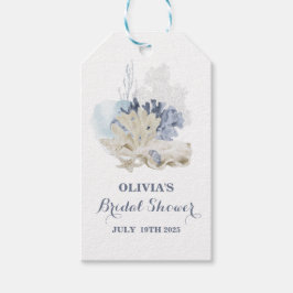 Etiqueta Para Presente Chá de panela de solha azul da praia costeira