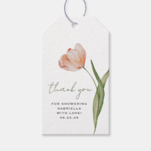 Etiqueta Para Presente Chá de panela de Tulipas de Aquarela Elegante